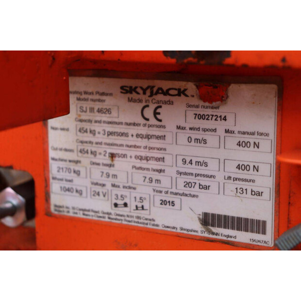 2015 SkyJack SJ4626-43013473