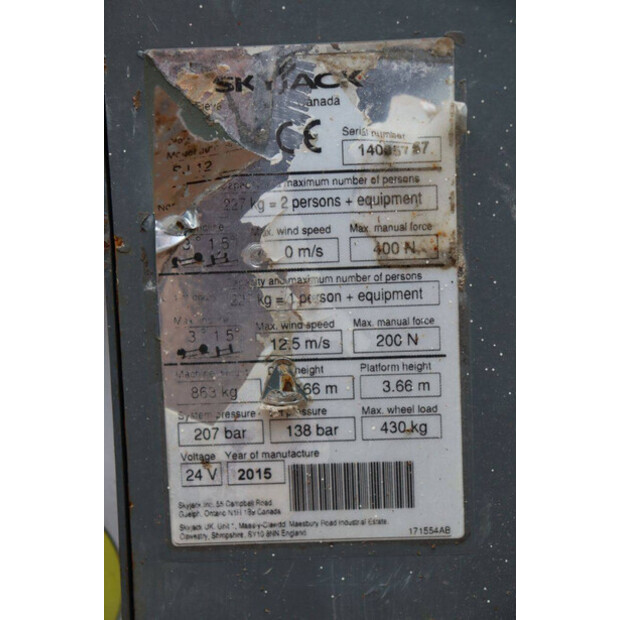 2015 SkyJack SJ12-43013548