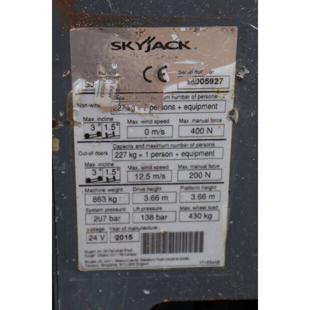 2015 SkyJack SJ12-43013685