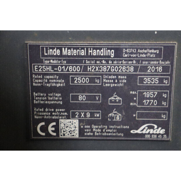 2016 Linde E25HL-01/600-43029439