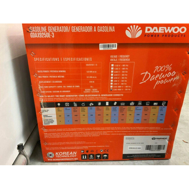 2023 Daewoo GDAX9250E-3-43118051