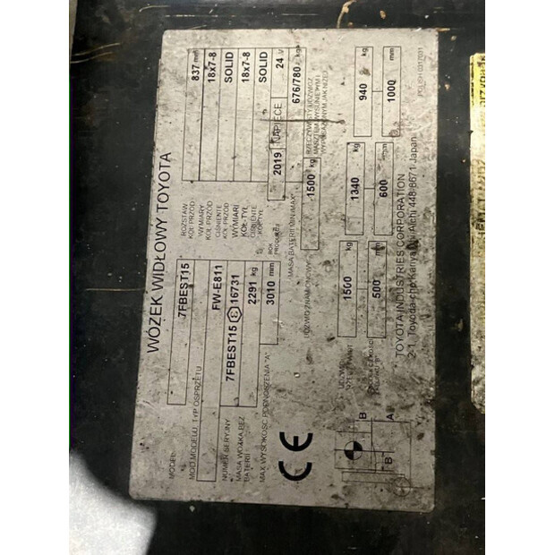 2019 Toyota 7FBEST15-43185226