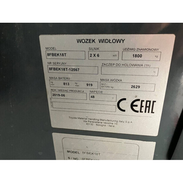 2019 Toyota 8FBEK18T-43185331