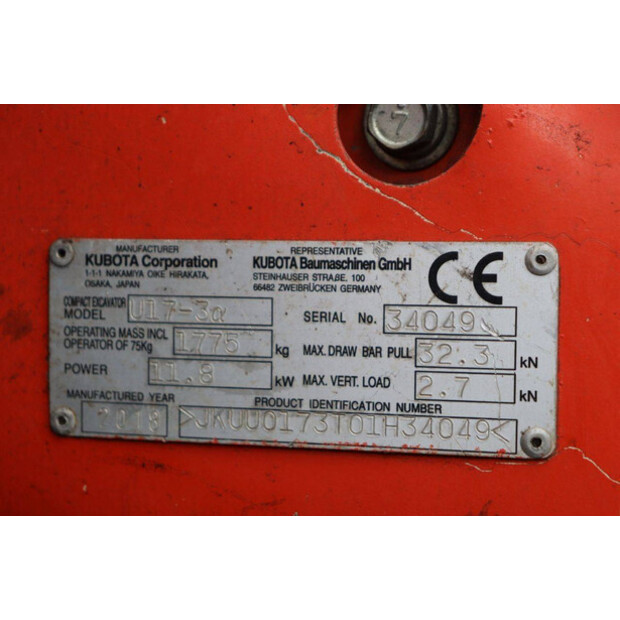 2018 KUBOTA U17-3-43203525