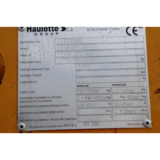2008 Haulotte COMPACT 8-43205220