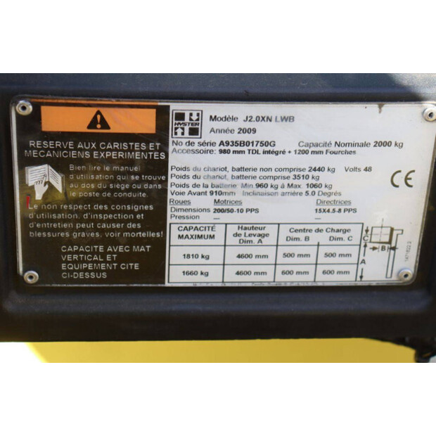 2009 Hyster J2.0XN LWB-43205709