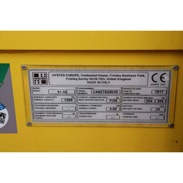 2017 Hyster S1.5S-43207196