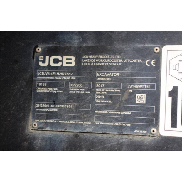 2017 JCB JS145WTT4I-43207859