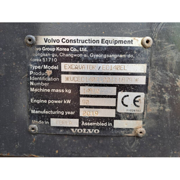 2019 فولفو EC140EL-43310442