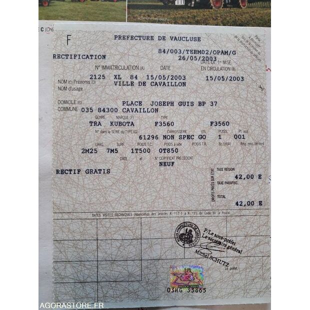2003 KUBOTA F3560-43334972