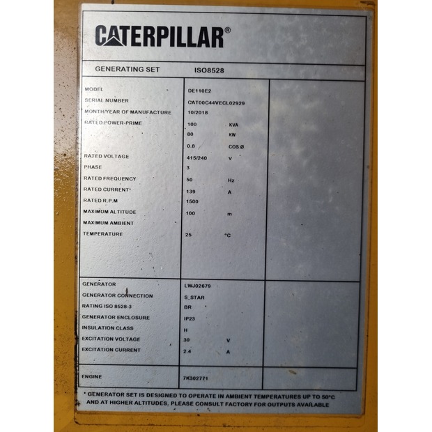 2019 Caterpillar DE110E2-43440175