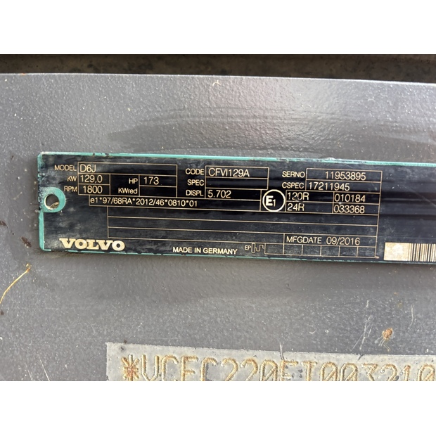 2016 Volvo EC220EL-43448735