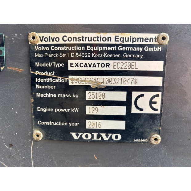 2016 Volvo EC220EL-43448738