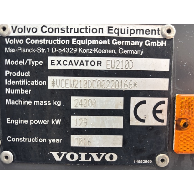 2016 فولفو EW210D-43494107
