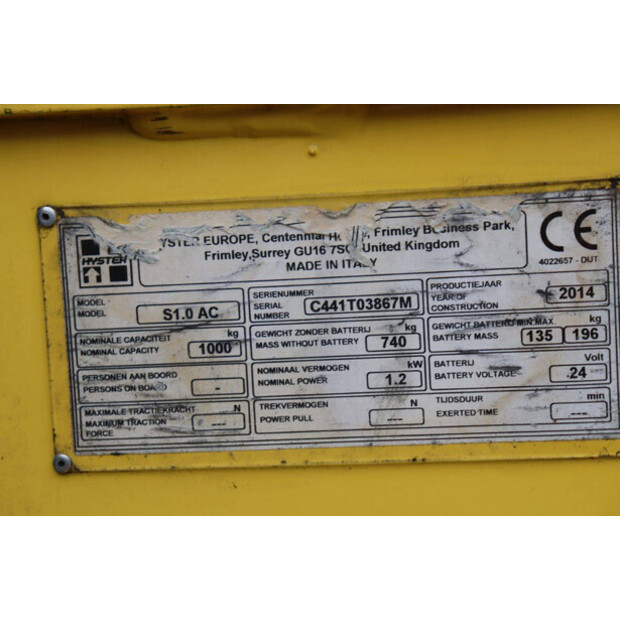 2014 Hyster S1.0 AC-43516646