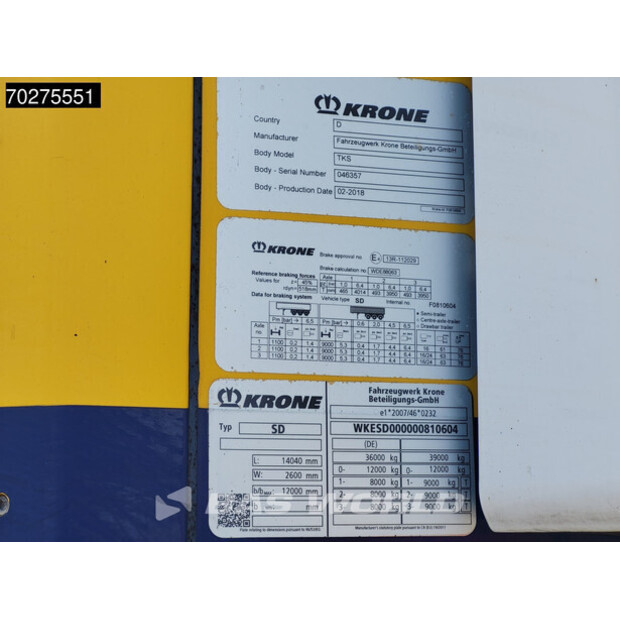 2018 Krone Thermo King SLXi 300-43625408