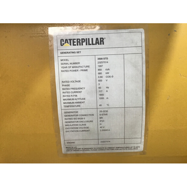 CATERPILLAR 3512 24Z 8N-5806 GENERATOR 850 KVA USED-43675777