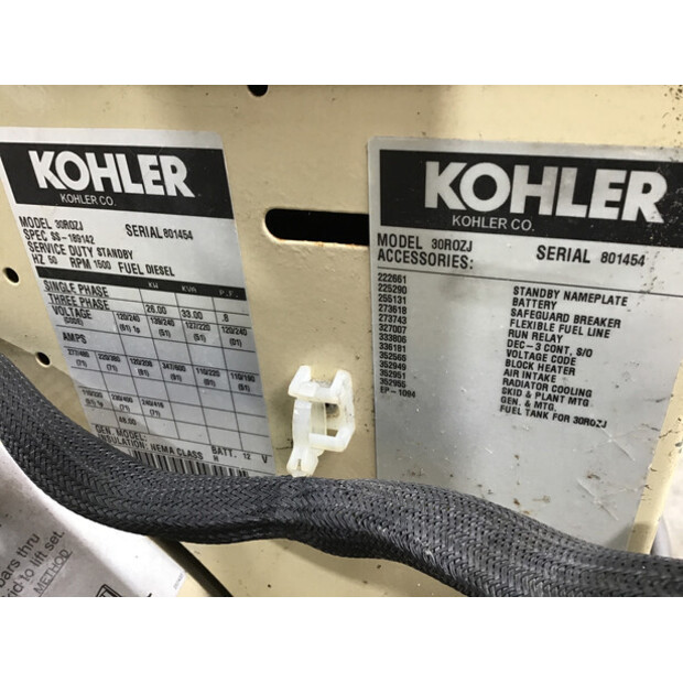 KOHLER 30ROZJ GENERATOR 33KVA USED-43675800