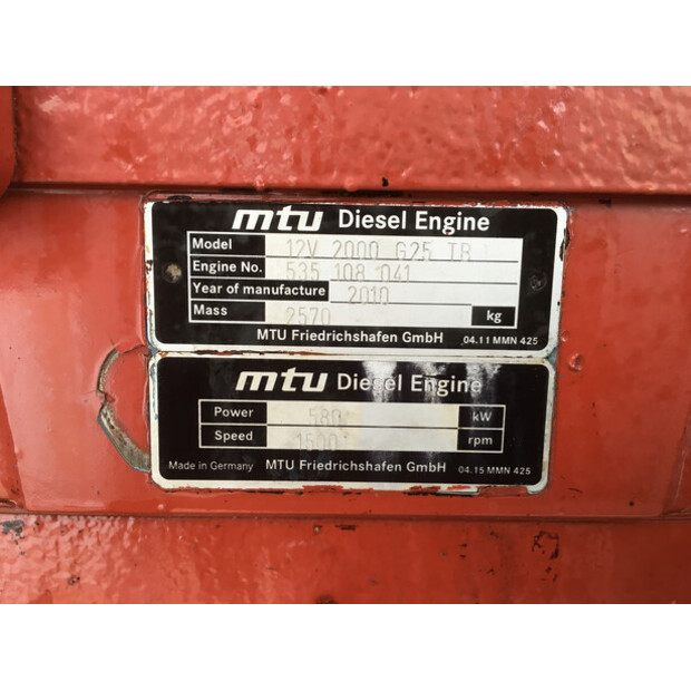 MTU 12V2000G25TB GENERATOR 625KVA USED-43676019