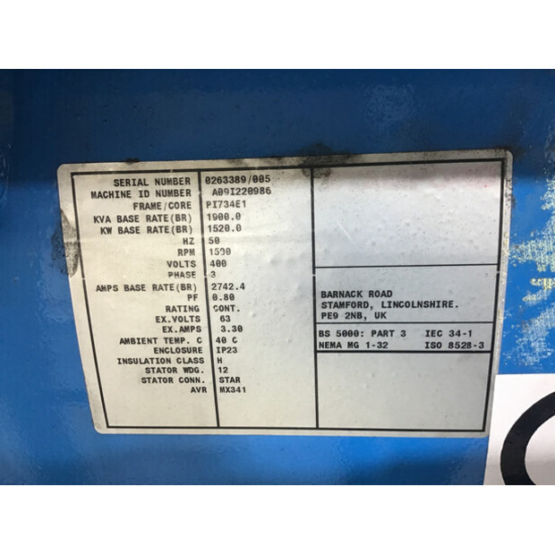 STAMFORD A09I220986 GENERATOR 1900 KVA USED-43676253