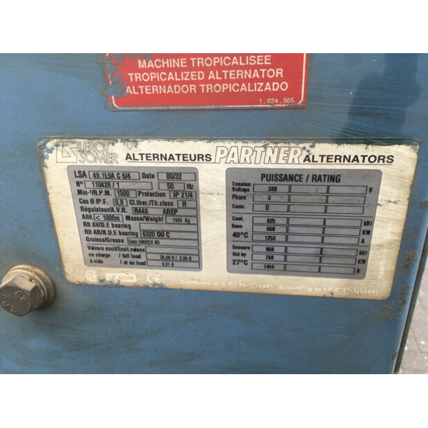 LEROY-SOMER 49.1L9A C6/4 GENERATOR 825 KVA USED-43676472