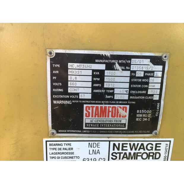 STAMFORD HC.M734H2 GENERATOR 1500 KVA USED-43676478