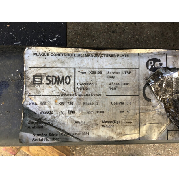 MTU 16V2000 GENERATOR 900KVA USED-43676509