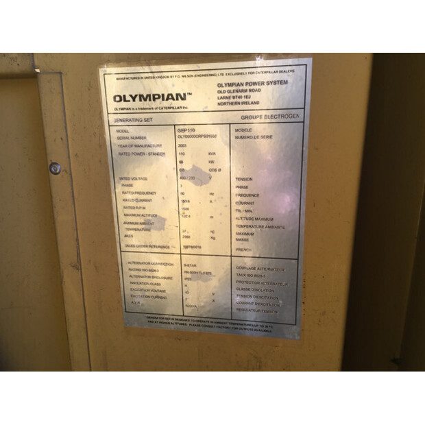OLYMPIAN GEP110 GENERATOR 110KVA USED-43676618