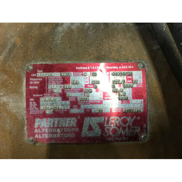 CUMMINS KTA19-G3 GENERATOR 500KVA USED-43676641