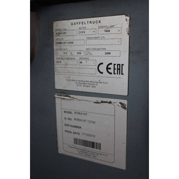 2018 تويوتا 8FBEK16T-43705854