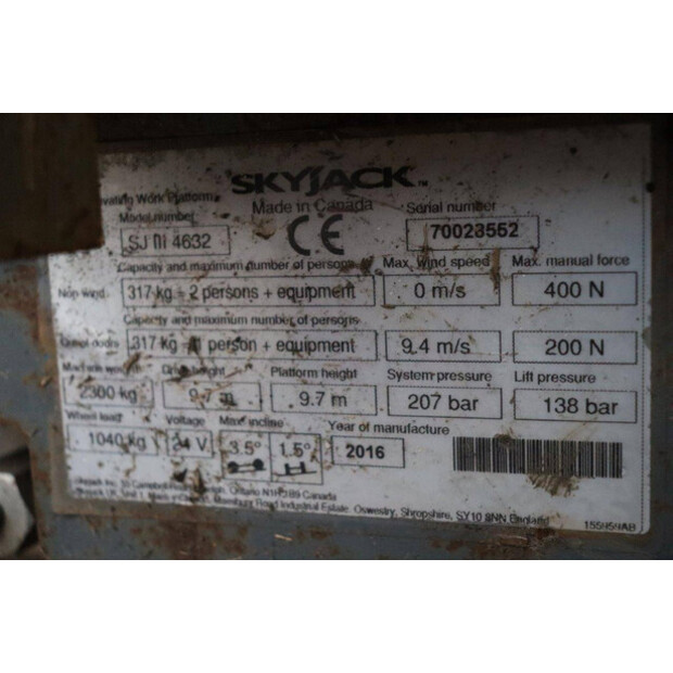 2016 SkyJack SJIII 4632-43707582