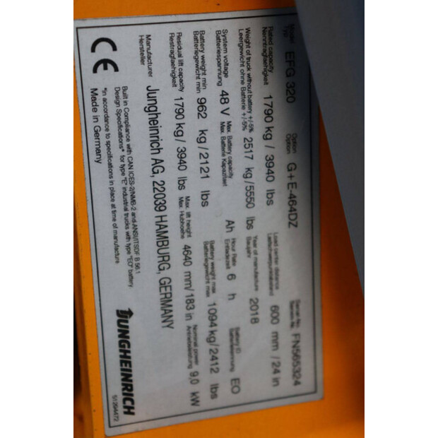 2018 Jungheinrich EFG 320-43709185