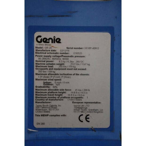 2016 Genie GR-20-43758042
