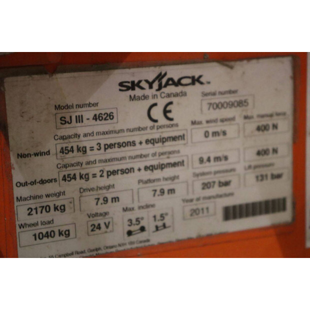 2011 SkyJack SJIII-4626-43758550