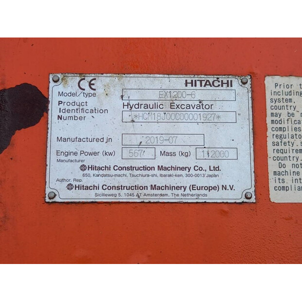 2019 Hitachi EX1200-6-43779879