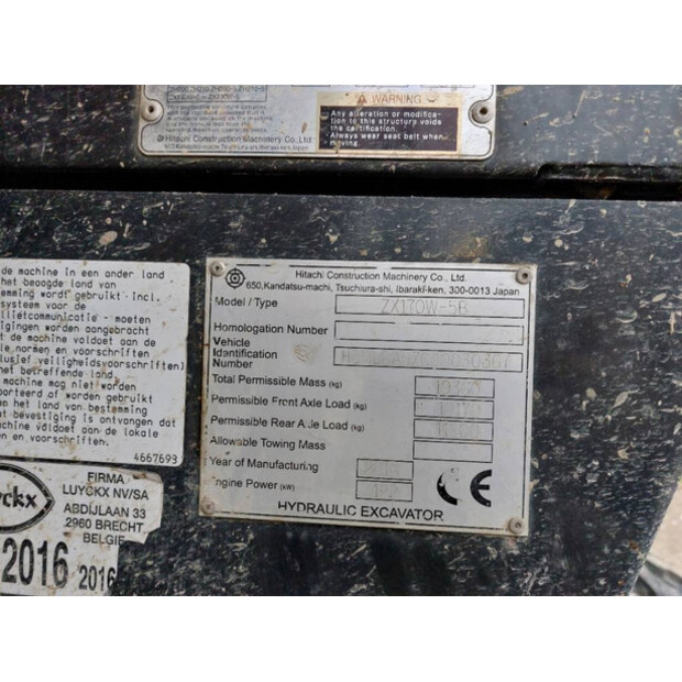 2016 Hitachi ZX170W-5B-43780348