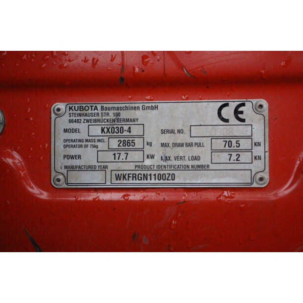 2018 KUBOTA KX030-4-43830193