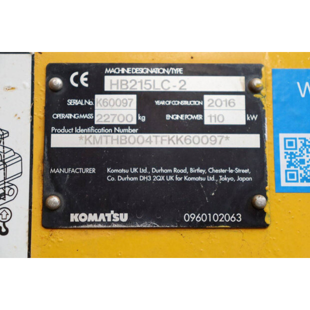2016 Komatsu HB215LC-3-43834400