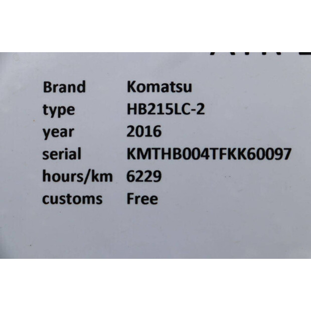 2016 Komatsu HB215LC-3-43834409