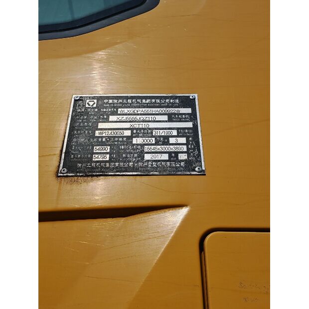 2017 XCMG XCT110-43885612