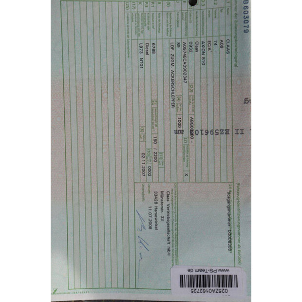 2008 CLAAS Axion 850-43940680