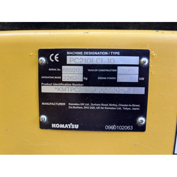 2016 Komatsu PC210LCI-10-43953583