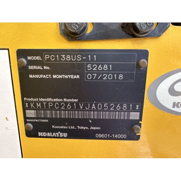2018 كوماتسو PC138US-11-44065963