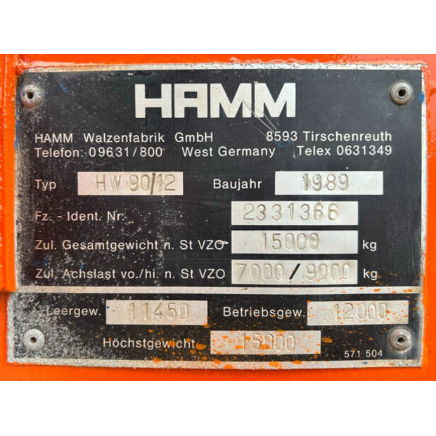 1989 HAMM HW90/12-44067856