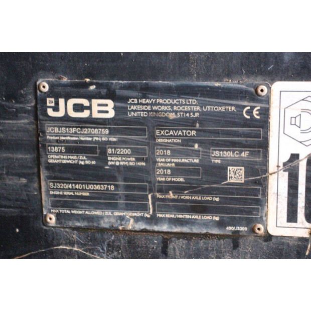 2018 JCB JS130LC 4F-44141189