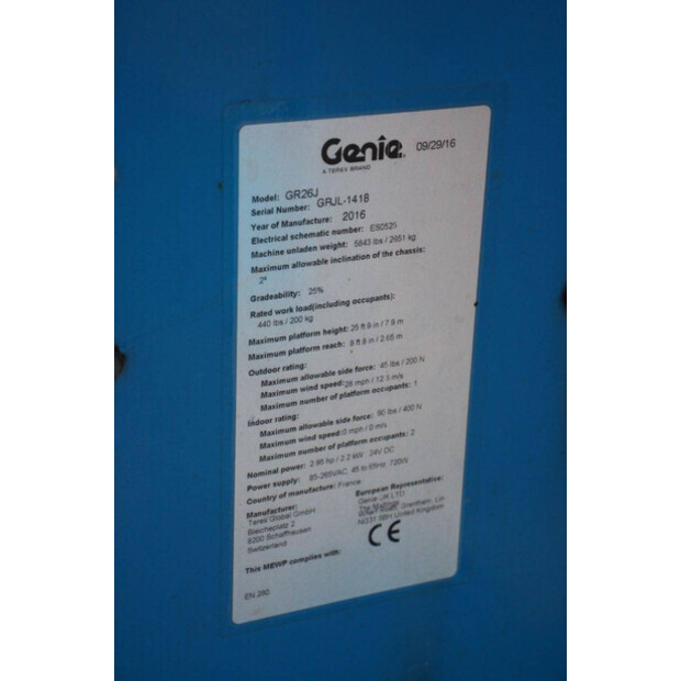 2016 Genie GR-26J-44145803