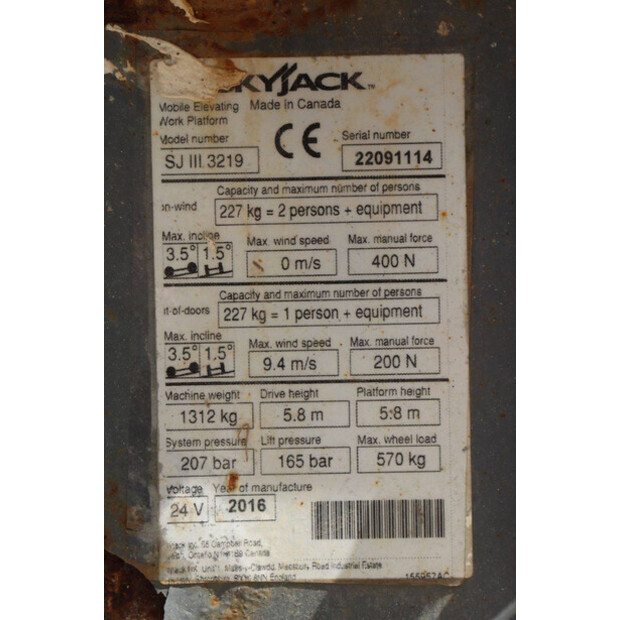 2016 SkyJack SJIII 3219-44170277