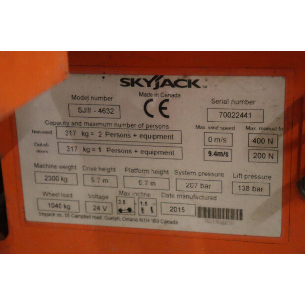 2015 SkyJack SJIII-4632-44214051