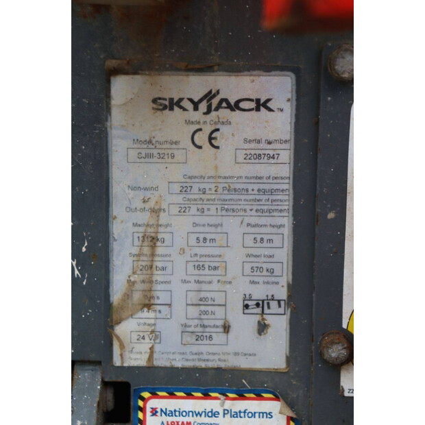 2016 SkyJack SJIII-3219-44241993