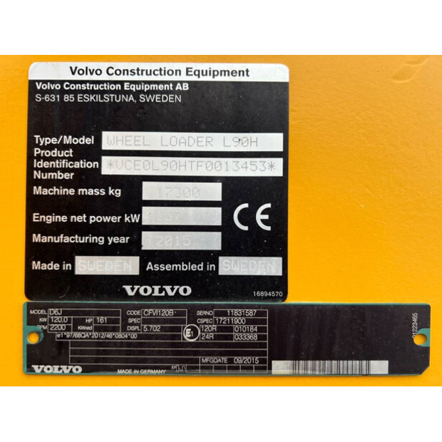 2015 Volvo L90H-44243897